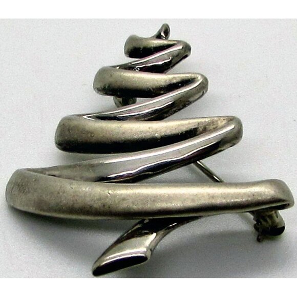 Sterling Silver Christmas Tree Brooch Pin BA Ballou Modernist Modern Abstract - Picture 1 of 2